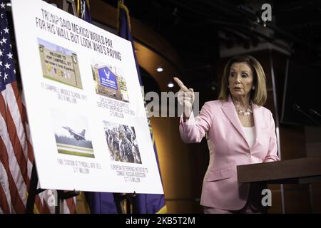 Die US-Sprecherin des Repräsentantenhauses Nancy Pelosi (D-Calif) hält am 12. September 2019 ihre wöchentliche Pressekonferenz auf dem Capitol Hill, Washington D.C. ab. (Foto von Aurora Samperio/NurPhoto) Stockfoto