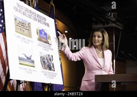 Die US-Sprecherin des Repräsentantenhauses Nancy Pelosi (D-Calif) hält am 12. September 2019 ihre wöchentliche Pressekonferenz auf dem Capitol Hill, Washington D.C. ab. (Foto von Aurora Samperio/NurPhoto) Stockfoto