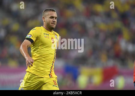 George Puscas aus Rumänien während des UEFA EURO 2020 Gruppe F Qualifying Football match Romania vs Spain in der Arena Nationala am 05. September 2019 in Bukarest, Rumänien. (Foto von Alex Nicodim/NurPhoto) Stockfoto