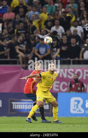 George Puscas aus Rumänien in einer Aktion während des UEFA EURO 2020 Gruppe F Qualifying Fußballspiels Rumänien gegen Spanien in der Arena Nationala am 05. September 2019 in Bukarest, Rumänien. (Foto von Alex Nicodim/NurPhoto) Stockfoto