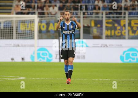 Diego Godin vom FC Internazionele während der Serie Ein Spiel zwischen dem FC Internazionele und Udinese Calcio im Stadio Giuseppe Meazza am 14. September 2019 in Mailand, Italien. (Foto von Giuseppe Cottini/NurPhoto) Stockfoto