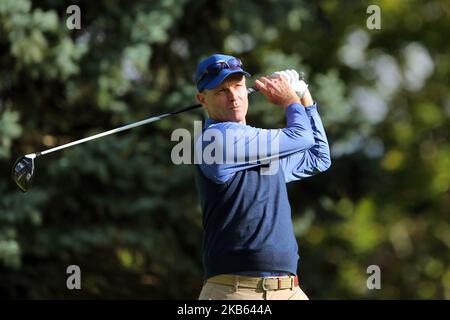 Bob Estes aus Austin, Texas, trifft beim zweiten Lauf der Ally Challenge, die McLaren im Warwick Hills Golf & Country Club, Grand Blanc, MI, USA, präsentierte, vom 2.-Abschlag 14 2019. (Foto von Amy Lemus/NurPhoto) Stockfoto