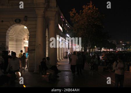 Gesamtansicht des Einkaufsviertels am Connaught Place (CP), Neu-Delhi, Indien. CP ist am 16. September 2019 der wichtigste Handelsbezirk in der Hauptstadt Delhi, Indien. (Foto von Mayank Makhija/NurPhoto) Stockfoto