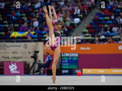 Boryana Kaleyn aus Bulgarien während der Rhythmischen Gymnastik-Weltmeisterschaft 37. in der Nationalen Gymnastikarena in Baku, Aserbaidschan, am 17. September 2019. (Foto von Ulrik Pedersen/NurPhoto) Stockfoto