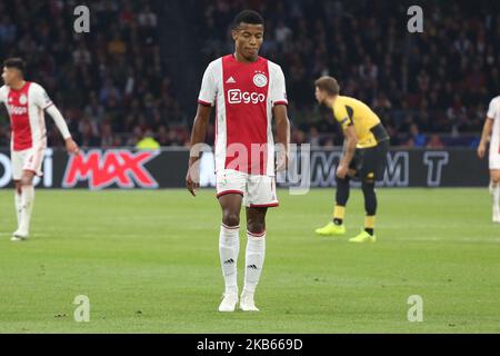 David Neres (Ajax) Gesten während des Spiels 1. der UEFA Champions League Final Group Round 2019/20 zwischen AFC Ajax (Niederlande) und Lille OSC (Frankreich) in der Johan Cruijff Arena am 17. September 2019 in Amsterdam, Niederlande. (Foto von Federico Guerra Moran/NurPhoto) Stockfoto