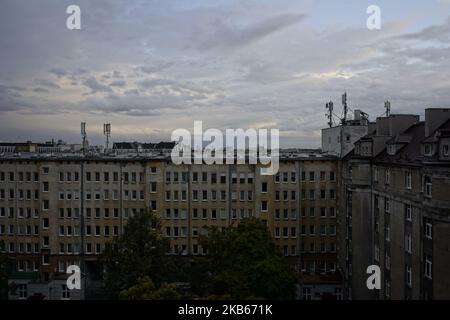 Ein Blick nach Süden über das Stadtzentrum ist in Warschau, Polen, am 18. September 2019 zu sehen. (Foto von Jaap Arriens/NurPhoto) Stockfoto
