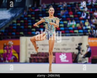 Alexandra Agiurgiuculese aus Italien während der Rhythmischen Turnweltmeisterschaften 37. in der Nationalen Turnarena in Baku, Aserbaidschan, am 19. September 2019. (Foto von Ulrik Pedersen/NurPhoto) Stockfoto