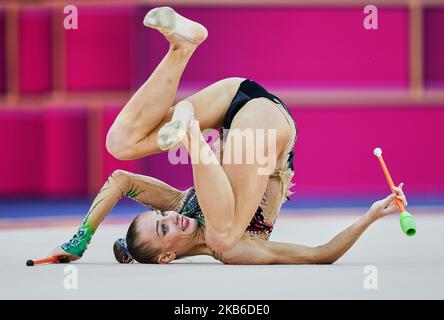 Ekaterina Vedeneeva aus Slowenien während der Weltmeisterschaften der rhythmischen Gymnastik 37. in der Nationalen Turnarena in Baku, Aserbaidschan, am 20. September 2019. (Foto von Ulrik Pedersen/NurPhoto) Stockfoto