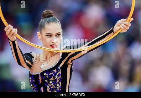 Vlada Nikolchenko aus der Ukraine während der Rhythmischen Turnweltmeisterschaften 37. in der Nationalen Turnarena in Baku, Aserbaidschan, am 20. September 2019. (Foto von Ulrik Pedersen/NurPhoto) Stockfoto