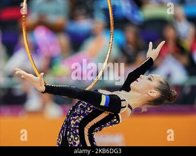 Vlada Nikolchenko aus der Ukraine während der Rhythmischen Turnweltmeisterschaften 37. in der Nationalen Turnarena in Baku, Aserbaidschan, am 20. September 2019. (Foto von Ulrik Pedersen/NurPhoto) Stockfoto