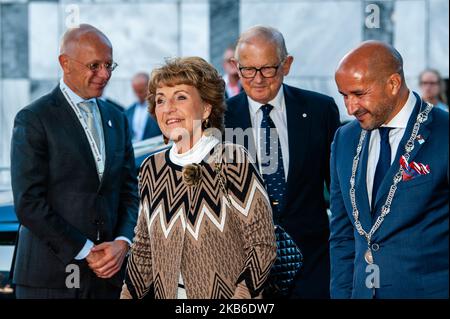 Prinzessin Margriet von den Niederlanden und ihr Mann Pieter van Vollenhoven Jr. werden am 20.. September 2019 zum 75.. Jahrestag der Zeremonie der Schlacht von Arnhem vom Bürgermeister von Arnhem, Ahmed Marcooke, in Arnheim empfangen. (Foto von Romy Arroyo Fernandez/NurPhoto) Stockfoto