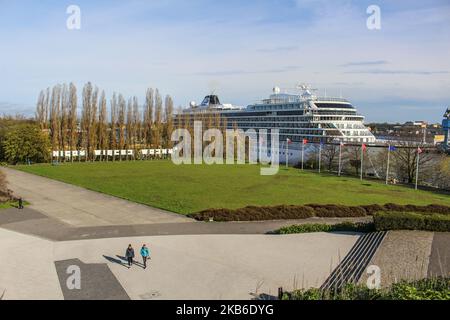 Das im Hafen von Danzig sitzende MSC Viking-Kreuzschiff wird am 7. Mai 2017 in Danzig, Polen, gesehen (Foto: Michal Fludra/NurPhoto) Stockfoto