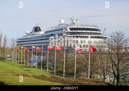 Das im Hafen von Danzig sitzende MSC Viking-Kreuzschiff wird am 7. Mai 2017 in Danzig, Polen, gesehen (Foto: Michal Fludra/NurPhoto) Stockfoto