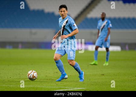 Nam Tae-hee setzt sich während Al Sadd gegen Umm Salal in der QNB Stars League am 20 2019. September im Al Janoub Stadium, Katar, durch. (Foto von Simon Holmes/NurPhoto) Stockfoto