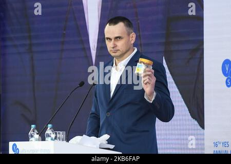 Der ukrainische Filmregisseur und Schriftsteller Oleg Sentsov, aus russischer Gefangenschaft entlassen, während des Forums YES in Kiew, Ukraine. 13-09-2019 (Foto von Maxym Marusenko/NurPhoto) Stockfoto