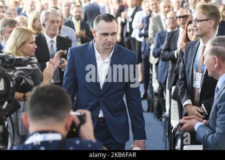 Der ukrainische Filmregisseur und Schriftsteller Oleg Sentsov, aus russischer Gefangenschaft entlassen, während des Forums YES in Kiew, Ukraine. 13-09-2019 (Foto von Maxym Marusenko/NurPhoto) Stockfoto