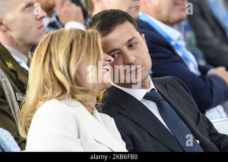 Präsident der Ukraine Wolodymyr Zelenskiy und seine Frau Olena Zelenskaya während des Forums JA in Kiew, Ukraine. 13-09-2019 (Foto von Maxym Marusenko/NurPhoto) Stockfoto