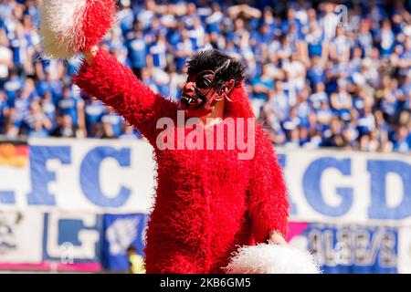 Der Teufel, Maskottchen von 1. FC Kaiserslautern vor dem 3. Bundesliga-Spiel zwischen 1. FC Kaiserslautern und 1. FC Magdeburg im Fritz-Walter-Stadion am 21. September 2019 in Kaiserslautern. (Foto von Peter Niedung/NurPhoto) Stockfoto