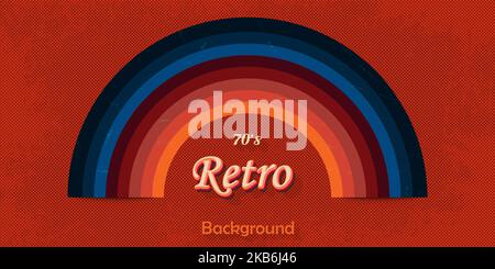 Abstrakter Hintergrund Retro-Stil mit Kurven Linien bunten Regenbogen und Grunge Textur Vintage-Design Stock Vektor