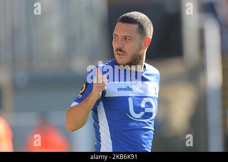 Liam Noble von Hartlepool United beim Vanarama National League-Spiel zwischen Hartlepool United und Dover Athletic am Samstag, 21.. September 2019, im Victoria Park, Hartlepool. (Foto von Mark Fletcher/MI News/NurPhoto) Stockfoto