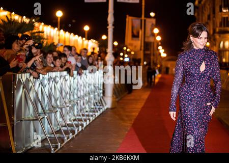 Juliette Binoche nimmt am 22. September 2019 an der Premiere von „La Verité (die Wahrheit)“ während des San Sebastian Filmfestivals 67. in der nordspanischen baskischen Stadt San Sebastian Teil. (Foto von Manuel Romano/NurPhoto) Stockfoto