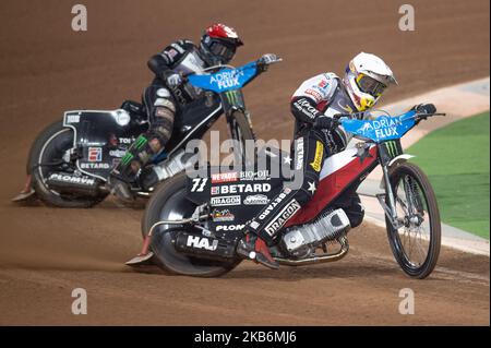 Maciej Janowski (Weiß) während des ADRIAN FLUX BRITISH FIM SPEEDWAY GRAND PRIX im Fürstentum Stadium, Cardiff am Samstag, 21.. September 2019. (Foto von Ian Charles/MI News/NurPhoto) Stockfoto