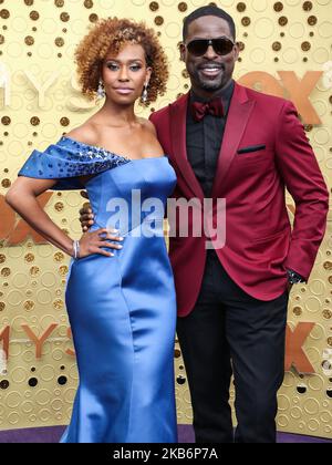 LOS ANGELES, KALIFORNIEN, USA - 22. SEPTEMBER: Ryan Michelle Bathe und Sterling K. Brown kommen bei den jährlichen Primetime Emmy Awards 71. an, die im Microsoft Theater L.A. stattfinden Live am 22. September 2019 in Los Angeles, California, USA. (Foto von Xavier Collin/Image Press Agency/NurPhoto) Stockfoto