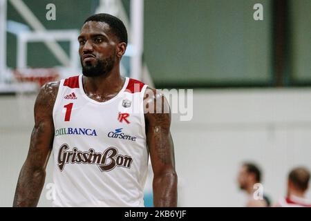 Darius Johnson-Odom von Grissin Bon Reggio Emilia Basketball während des Basketball-Freundschaftsspiel zwischen Grissin Bon Reggio Emilia und Leiden Basketball am 18. September 2019 im PalaRegnani in Scandiano, Italien. (Foto von Emmanuele Ciancaglini/NurPhoto) Stockfoto