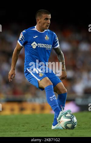 Mauro Arambarri von Getafe kontrolliert den Ball während des Liga-Spiels zwischen Valencia CF und Getafe CF im Estadio Mestalla am 25. September 2019 in Valencia, Spanien. (Foto von Jose Breton/Pics Action/NurPhoto) Stockfoto