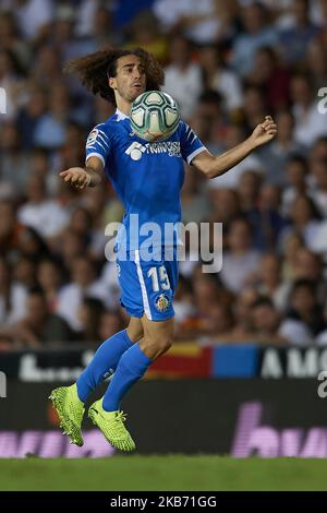 Marc Cucurella von Getafe kontrolliert den Ball während des Liga-Spiels zwischen Valencia CF und Getafe CF im Estadio Mestalla am 25. September 2019 in Valencia, Spanien. (Foto von Jose Breton/Pics Action/NurPhoto) Stockfoto