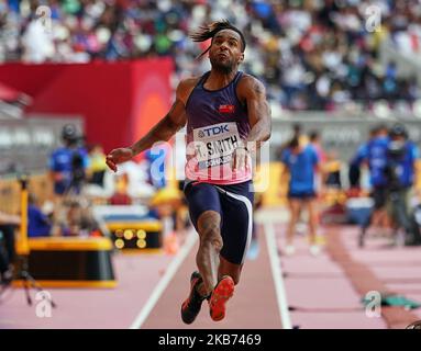 Tyrone Smith aus Bermuda, der am 27. September 2019 im Khalifa-Stadion in Doha, Katar, bei den IAAF-Leichtathletik-Weltmeisterschaften 17. im Weitsprung für Männer antritt. (Foto von Ulrik Pedersen/NurPhoto) Stockfoto