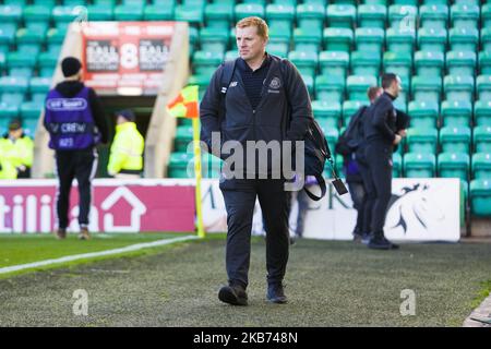 Celtic-Manager Neil Lennon kommt am 28. September 2019 in Edinburgh, Schottland, vor dem Spiel der Scottish Premier League zwischen Hibernian und Celtic in der Easter Road an. (Foto von Ewan Bootman/NurPhoto) Stockfoto