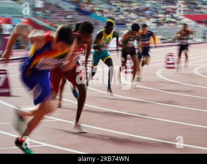 Peter Bol aus Australien, der am 28. September 2019 im Khalifa-Stadion in Doha, Katar, bei den IAAF-Leichtathletik-Weltmeisterschaften 17. im 800-Meter-Lauf für Männer antrat. (Foto von Ulrik Pedersen/NurPhoto) Stockfoto