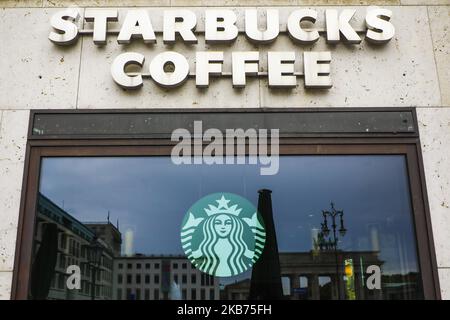 Starbucks Coffee Shop in Berlin, Deutschland am 25.. September 2019. (Foto von Beata Zawrzel/NurPhoto) Stockfoto