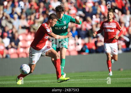 Adam Reach von Sheffield Wednesday schießt und schießt ihr drittes Tor während des Sky Bet Championship-Spiels zwischen Middlesbrough und Sheffield Wednesday im Riverside Stadium, Middlesbrough am Samstag, dem 28.. September 2019. (Foto von Mark Fletcher/MI News/NurPhoto) Stockfoto