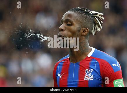 Wilfried Zaha im Crystal Palace während der englischen Premier League zwischen Crystal Palace und Norwich City im Selhurst Park Stadium, London, England am 28. September 2019 (Foto by Action Foto Sport/NurPhoto) Stockfoto