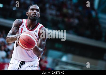 Darius Johnson-Odom von Grissin Bon Reggio Emilia während des Italien Lega Basket of Serie Ein Spiel zwischen Grissin Bon Reggio Emilia und Dolomiti Energia Trentino am PalaBigi am 28. September 2019 in Reggio Emilia, Italien. (Foto von Emmanuele Ciancaglini/NurPhoto) Stockfoto