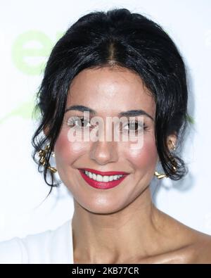 PACIFIC PALISADES, LOS ANGELES, KALIFORNIEN, USA - 28. SEPTEMBER: Die Schauspielerin Emmanuelle Chriqui kommt zur jährlichen Gala der Umweltmedien-Vereinigung 2., die am 28. September 2019 in einem Privathaus in Pacific Palisades, Los Angeles, Kalifornien, USA, stattfand. (Foto von Xavier Collin/Image Press Agency/NurPhoto) Stockfoto