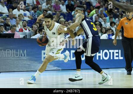 Facundo Campazzo von Real Madrid während Real Madrid gegen UCAM Murcia CB (97- 69) im Liga-Basketball-Spiel Endesa in der regulären Saison (Tag 2), das in Madrid (Spanien) im Wizink Center gefeiert wurde. September 29. 2019. Spanien (Foto von Oscar Gonzalez/NurPhoto) Stockfoto