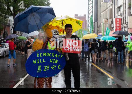 Während eines Protestes am 29. September 2019 zur Unterstützung der Demonstranten in Hongkong in Taiwan. (Foto von Jose Lopes Amaral/NurPhoto) Stockfoto