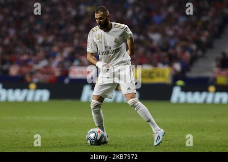 Karim Benzema von Real Madrid während des La Liga-Spiels zwischen Atletico de Madrid und Real Madrid im Wanda Metropolitano Stadium in Madrid, Spanien. 28. September 2019. (Foto von A. Ware/NurPhoto) Stockfoto