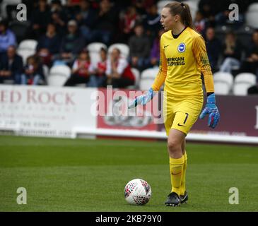 Megan Walsh von Brighton und Hove Albion WFC während des FA Women's Super League-Spiels von Barclay zwischen Arsenal Women und Brighton und Hove Albion Women im Meadow Park Stadium am 29. September 2019 in Boreham wood, England (Foto by Action Foto Sport/NurPhoto) Stockfoto