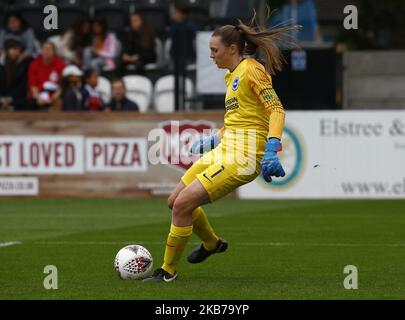 Megan Walsh von Brighton und Hove Albion WFC während des FA Women's Super League-Spiels von Barclay zwischen Arsenal Women und Brighton und Hove Albion Women im Meadow Park Stadium am 29. September 2019 in Boreham wood, England (Foto by Action Foto Sport/NurPhoto) Stockfoto