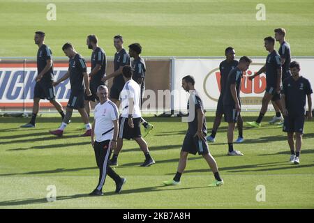 Juventus-Spieler beim Training am Vorabend des UEFA Champions League-Spiels (Gruppe D) zwischen Juventus FC und Bayer 04 Leverkusen am 30. September 2019 im Juventus Training Center in Turin, Italien. (Foto von Massimiliano Ferraro/NurPhoto) Stockfoto