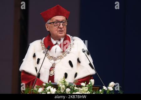 Wojciech Nowak, Rektor der Jagiellonen-Universität, spricht während der Einweihung des akademischen Jahres 656. 2019/20 im Auditorium Maximum. Am Dienstag, den 1. Oktober 2019, in Krakau, Polen. (Foto von Artur Widak/NurPhoto) Stockfoto