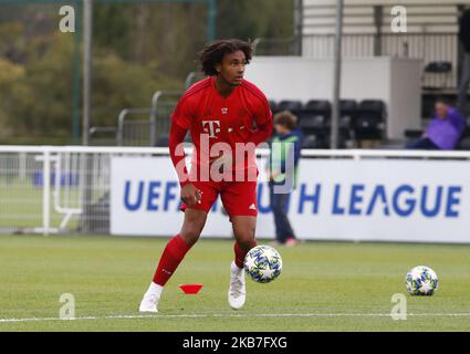 Joshua Zirkzee von Bayern München während der UAFA Youth League zwischen Tottenham Hotspur und Bayern München am 01. Oktober 2019 auf dem Hotspur Way, Enfield, in Enfield, England. (Foto von Action Foto Sport/NurPhoto) Stockfoto