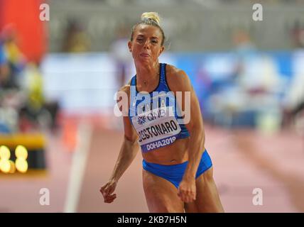 !! Am 3. Oktober 2019 im Khalifa-Stadion in Doha, Katar, im Heptathlon für Frauen bei den IAAF-Leichtathletik-Weltmeisterschaften 17.. (Foto von Ulrik Pedersen/NurPhoto) Stockfoto