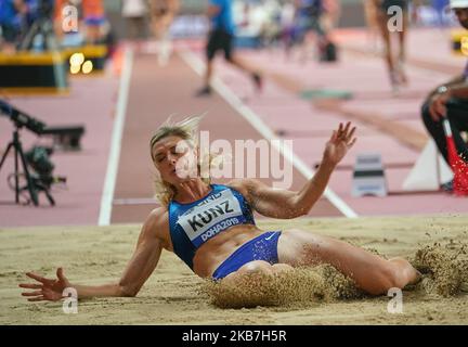 !! Am 3. Oktober 2019 im Khalifa-Stadion in Doha, Katar, im Heptathlon für Frauen bei den IAAF-Leichtathletik-Weltmeisterschaften 17.. (Foto von Ulrik Pedersen/NurPhoto) Stockfoto