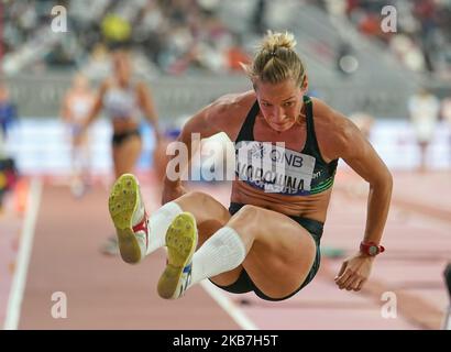 !! Am 3. Oktober 2019 im Khalifa-Stadion in Doha, Katar, im Heptathlon für Frauen bei den IAAF-Leichtathletik-Weltmeisterschaften 17.. (Foto von Ulrik Pedersen/NurPhoto) Stockfoto