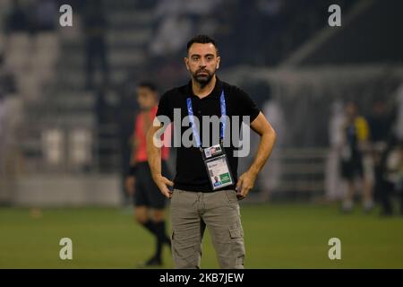 Al Sadd-Manager Xavi Hernandez auf der Touchline während der ersten Etappe des Halbfinales der AFC Champions League zwischen Al Sadd und Al-Hilal am 1.. Oktober 2019 im Jassim bin Hamad Stadium in Doha, Katar. (Foto von Simon Holmes/NurPhoto) Stockfoto